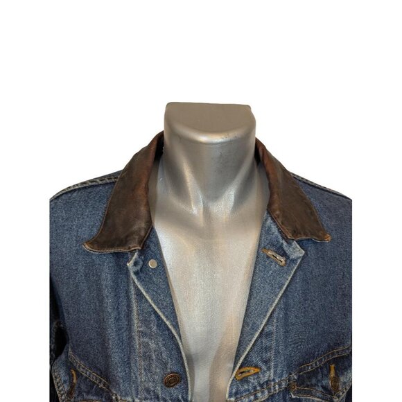 1990's International Denim Gibson Custom Shop Embroidered Denim Jacket, Leather - Picture 5 of 8